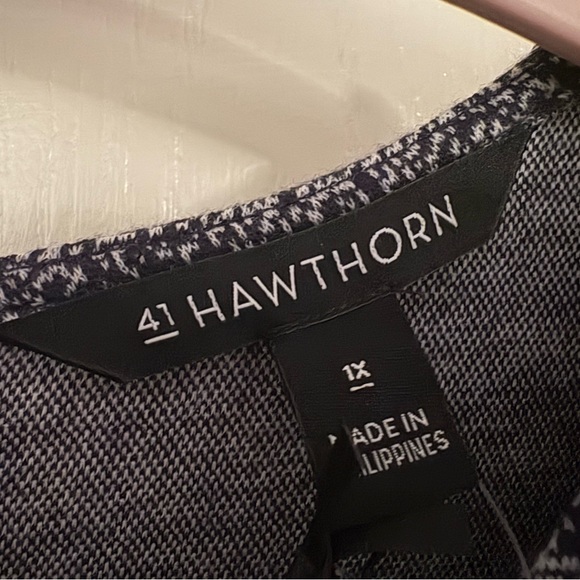 41 Hawthorn Navy Plaid Sheath Dress 3/4 Sleeve Scoop Neck - NWT - Picture 4 of 6